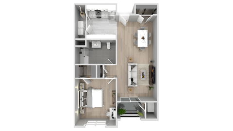 Floor plan for 1 bed, 1 bath, 800 sqft